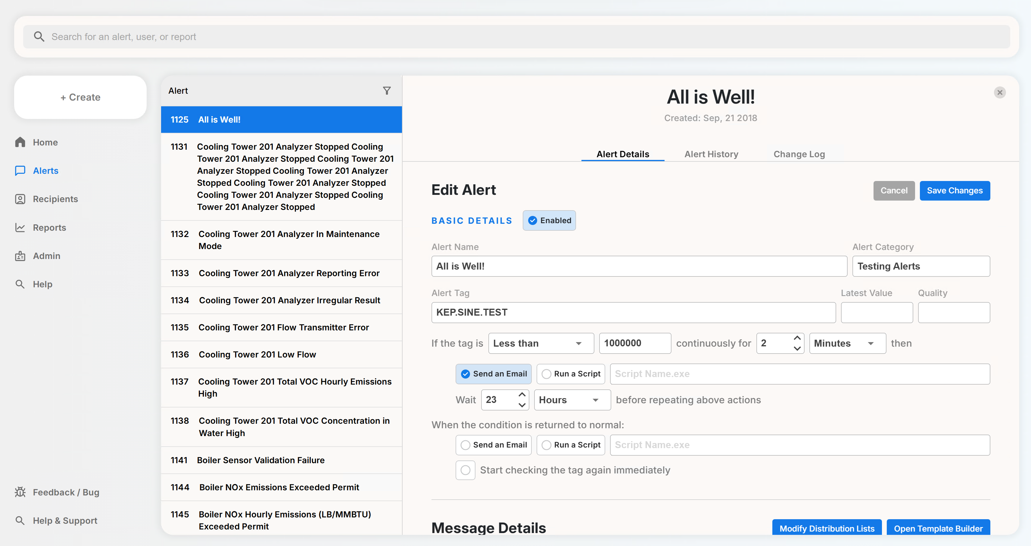 Alert Wise alert details view